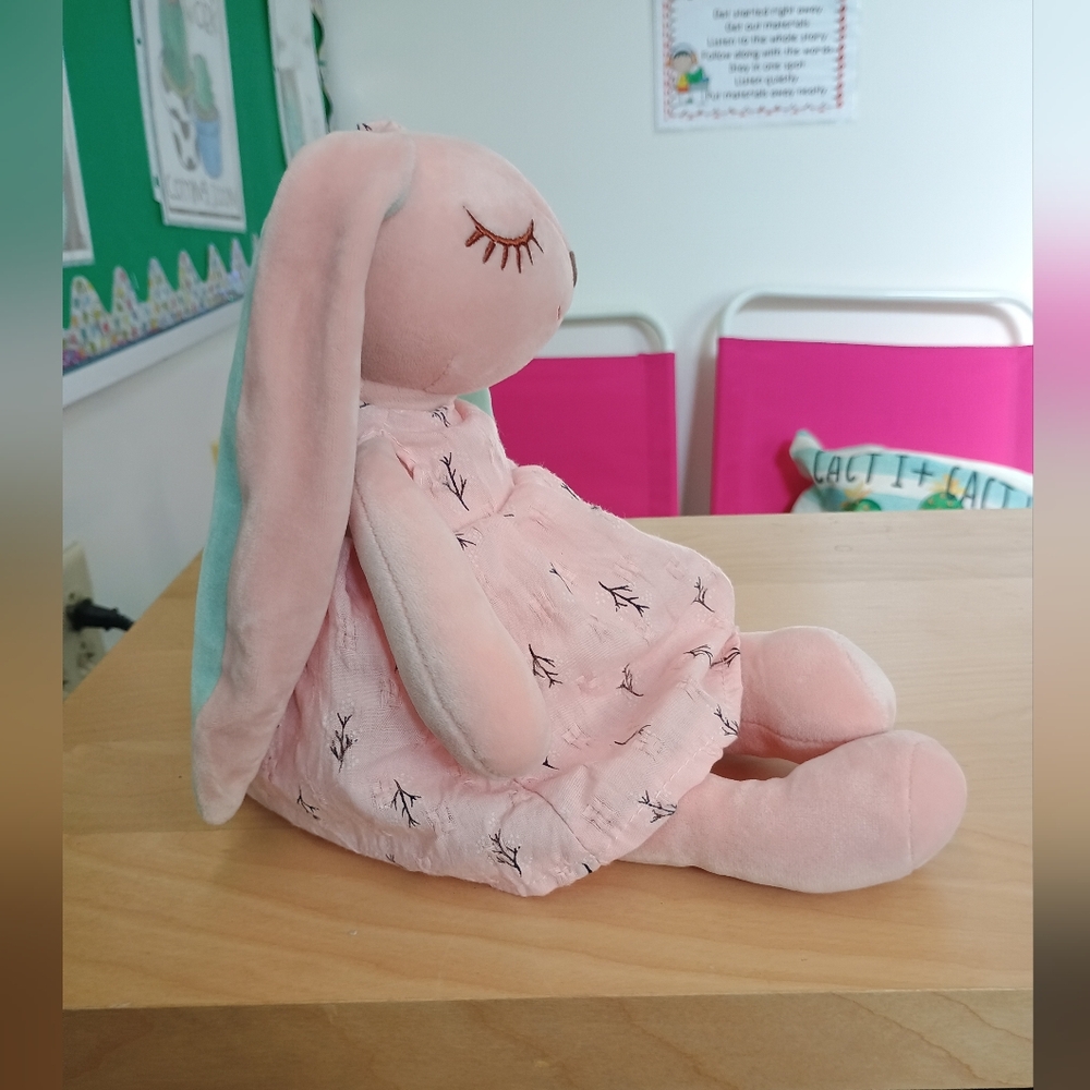 CooVs Bunny Rabbit bashful Long Ear Plush Easter Lovey Plush Toy With Dress 13in - Picture 3 of 14